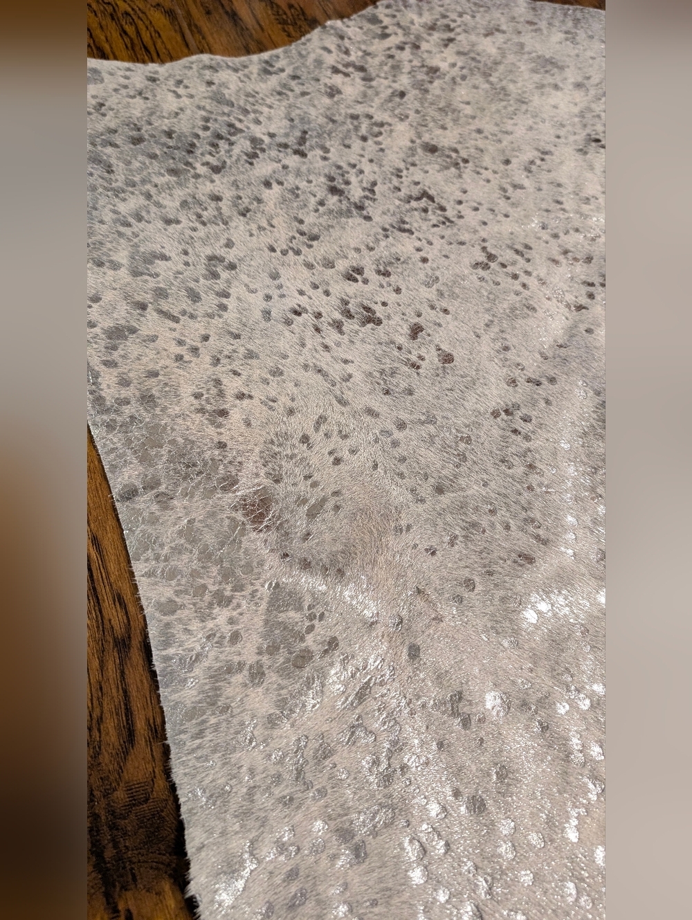 Metallic Silver Cowhide Rug - Shimmery Accent Piece - Picture 7 of 16